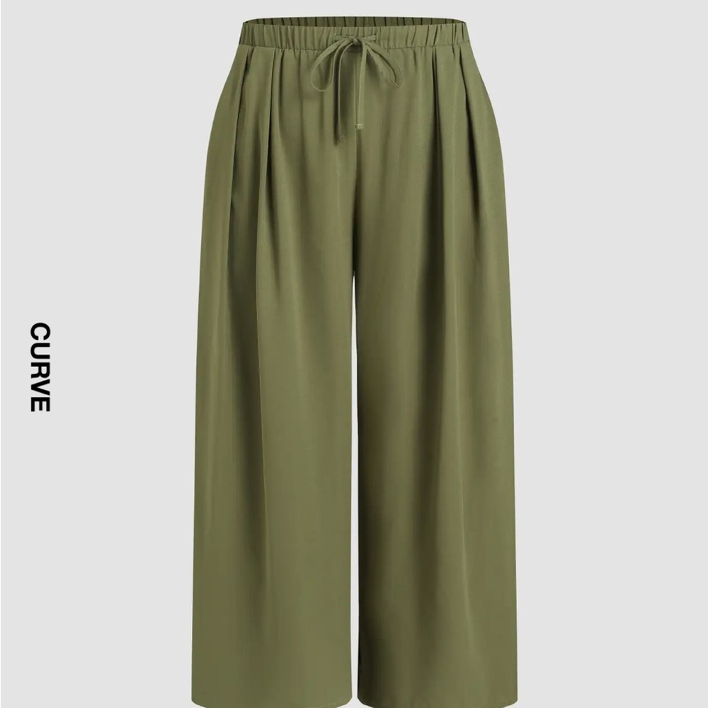 CIDER elastic waist wide leg trousers 2x. Olive
